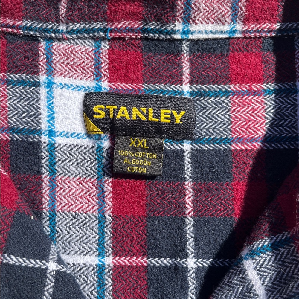 Stanley Red & Black Plaid Cotton Flannel Long Sleeve Button Shirt Men's Size XXL - Picture 2 of 7